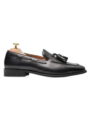 Quasten-Loafer - Schwarz Grau (Handbemalte Patina)