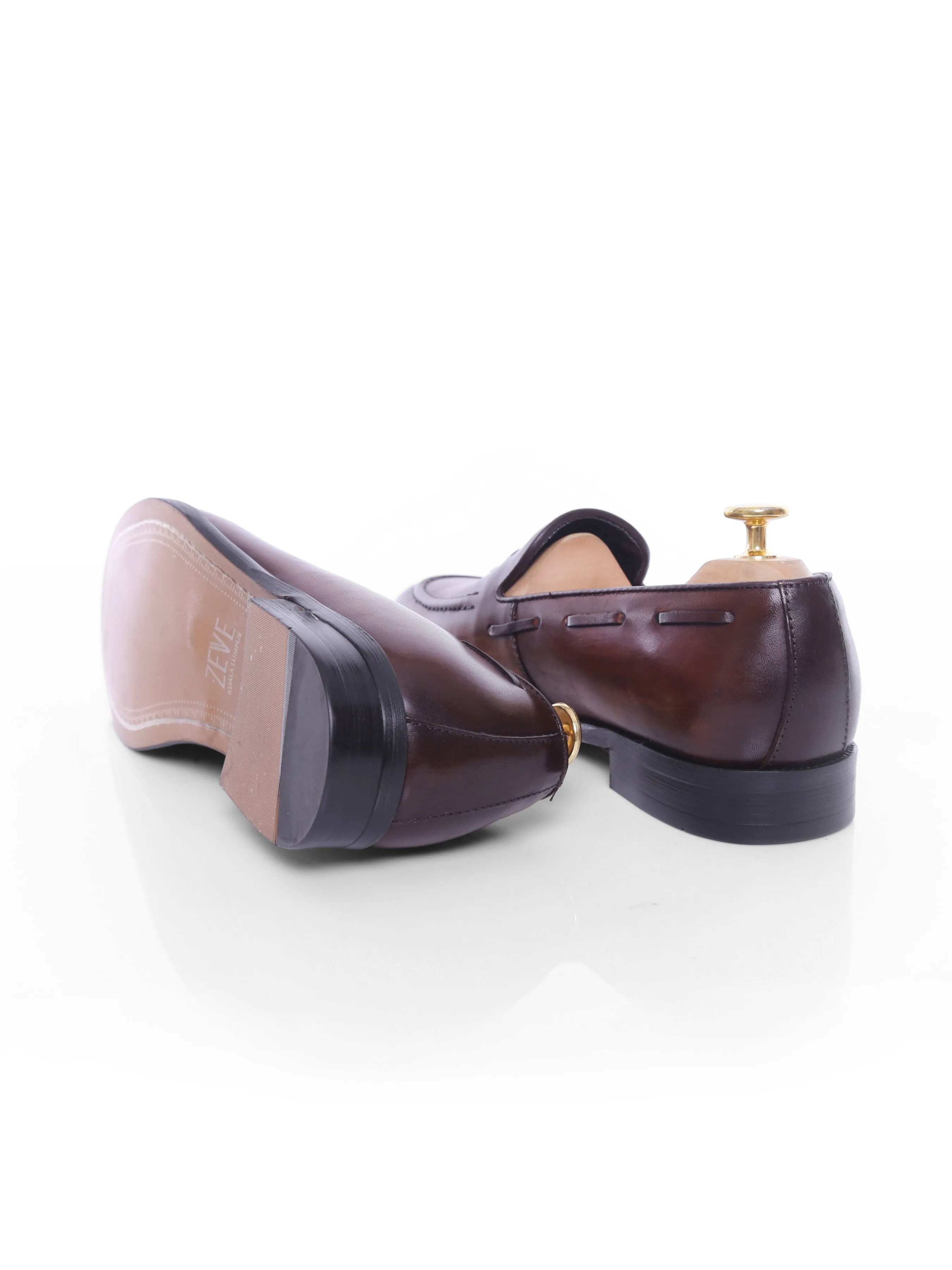 Quasten-Loafer - Dunkelbraun (Handbemalte Patina)