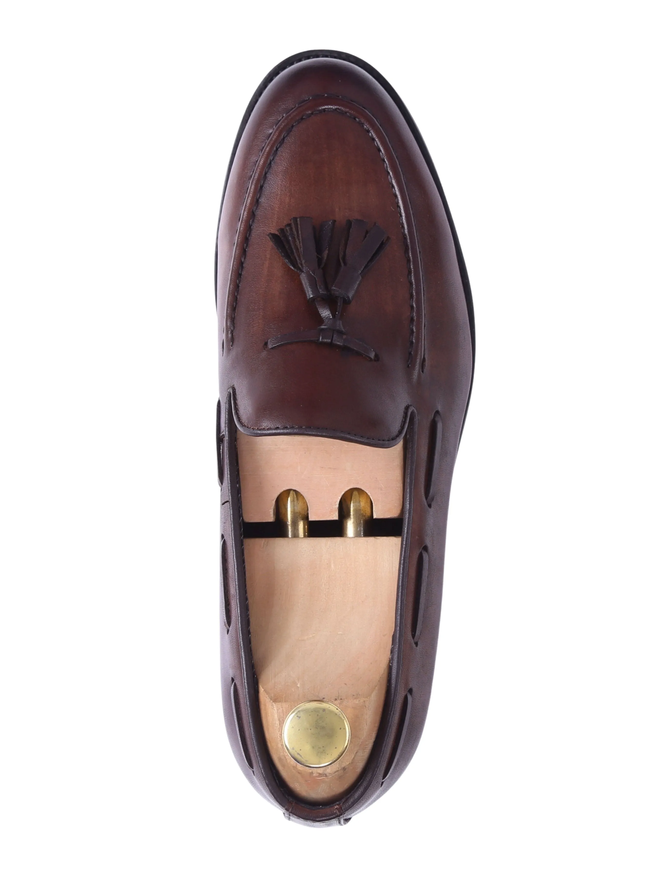 Quasten-Loafer - Dunkelbraun (Handbemalte Patina)