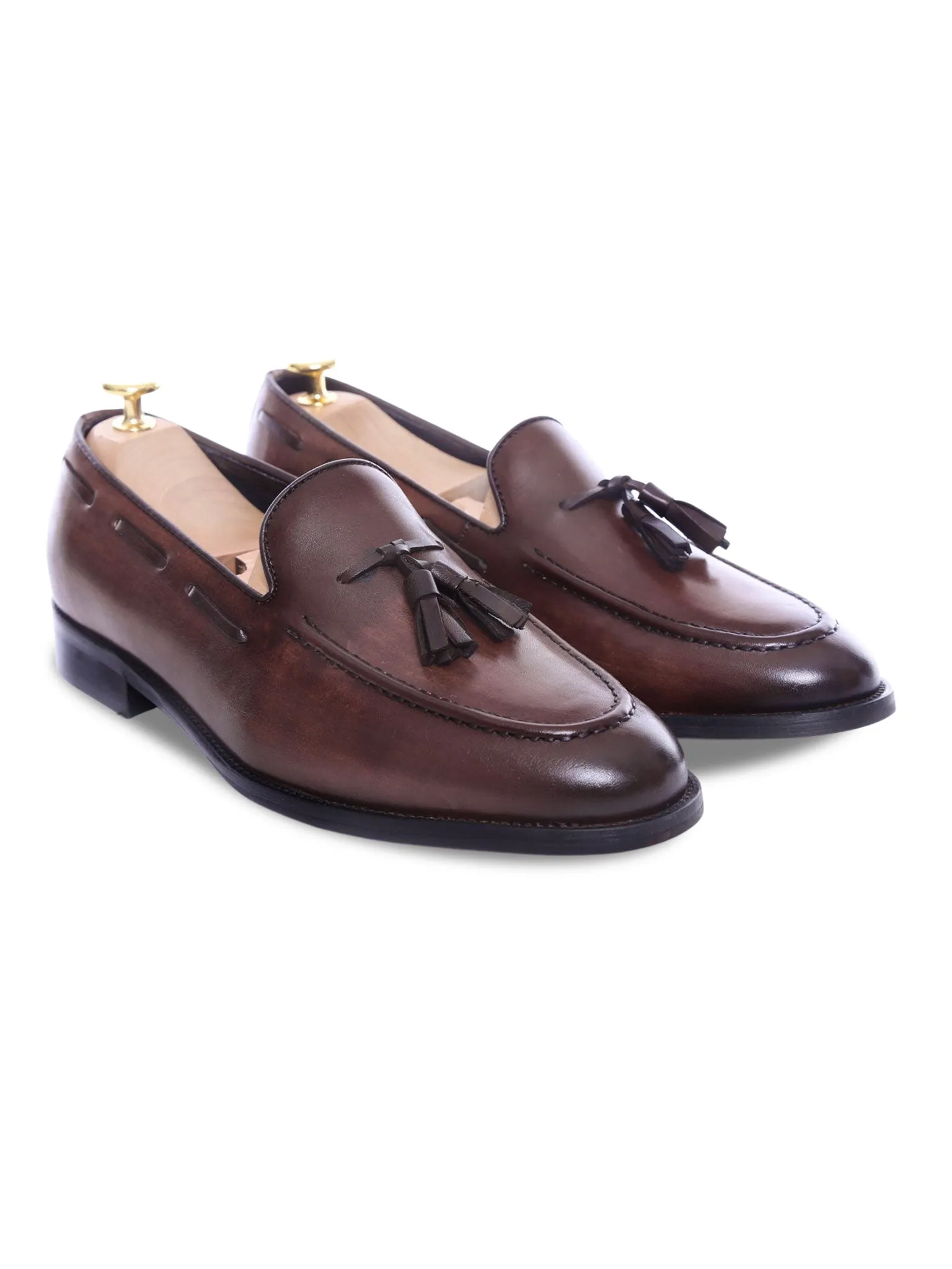 Quasten-Loafer - Dunkelbraun (Handbemalte Patina)