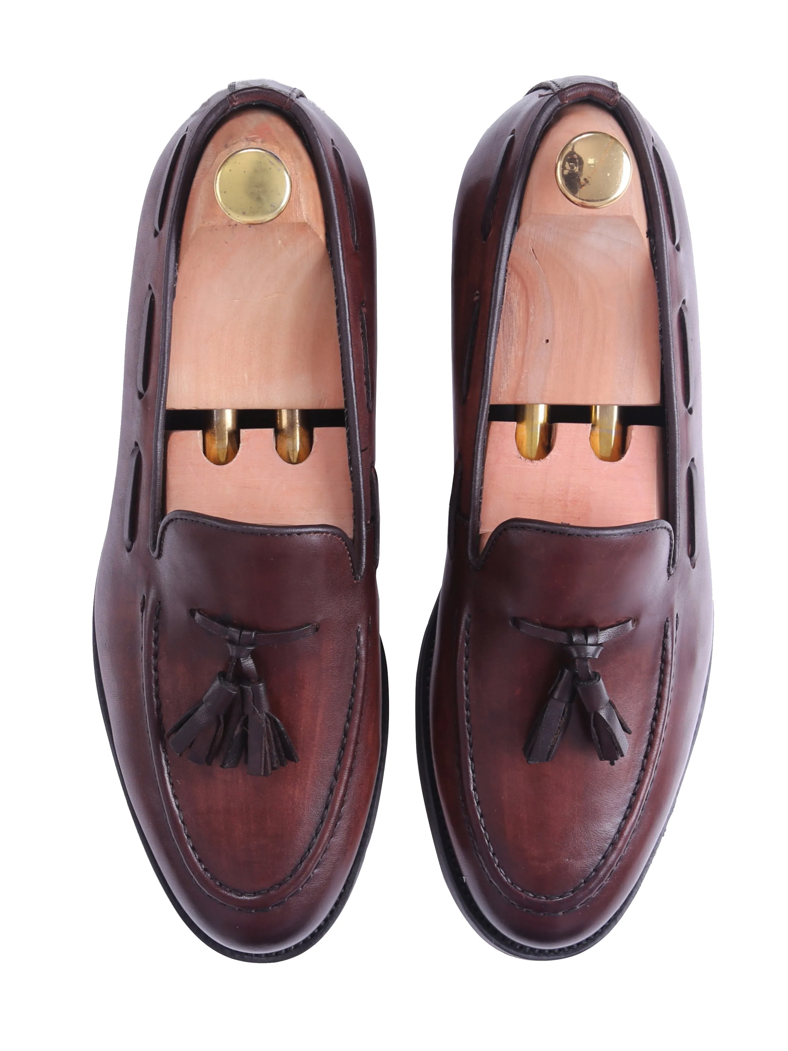 Quasten-Loafer - Dunkelbraun (Handbemalte Patina)