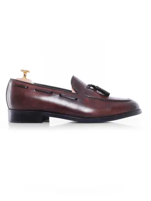Quasten-Loafer - Dunkelbraun (Handbemalte Patina)