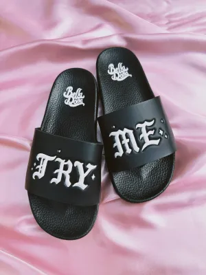 Teste mich Slides - Schwarz