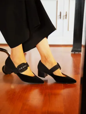 Tulip Öko-Suede Vegane Absatz-Sandalen | Schwarz