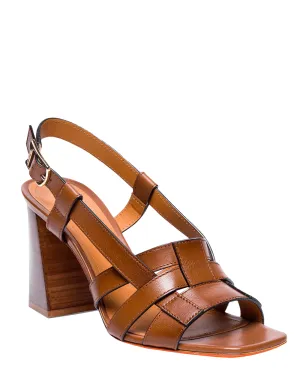 Venere Leder-Slingback-Sandalette in Hellbraun