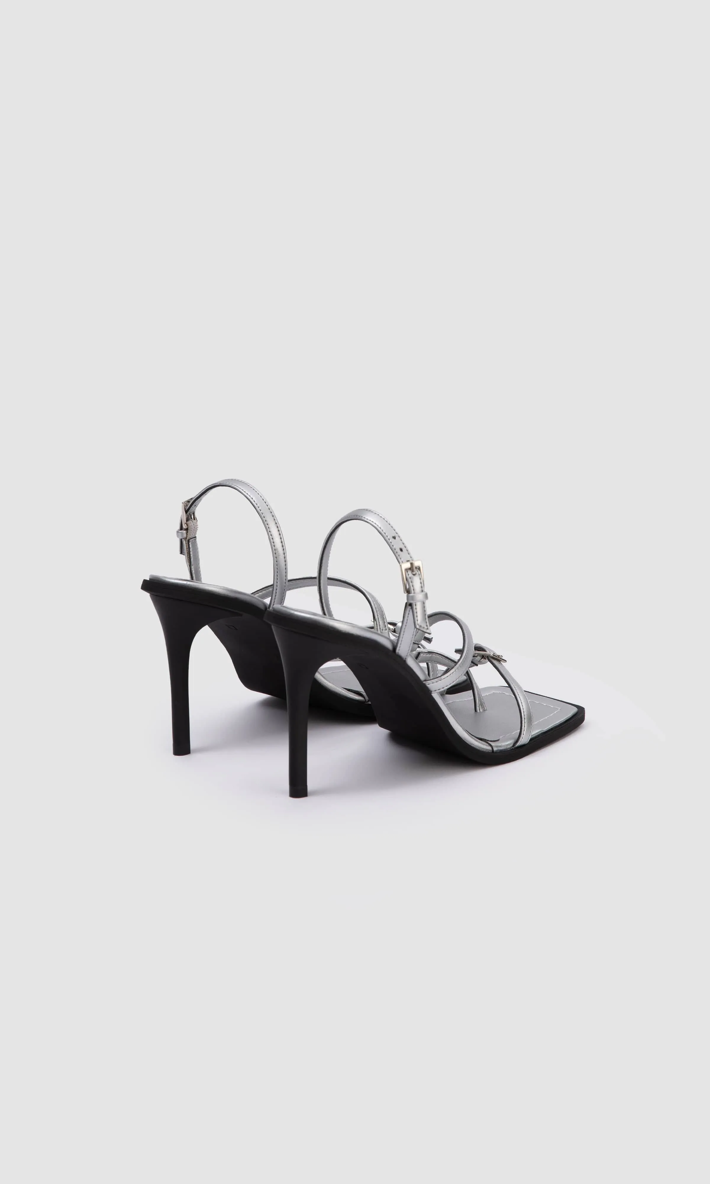 Vicki Vegan Apfel-Leder High-Heel Sandalen | Silber