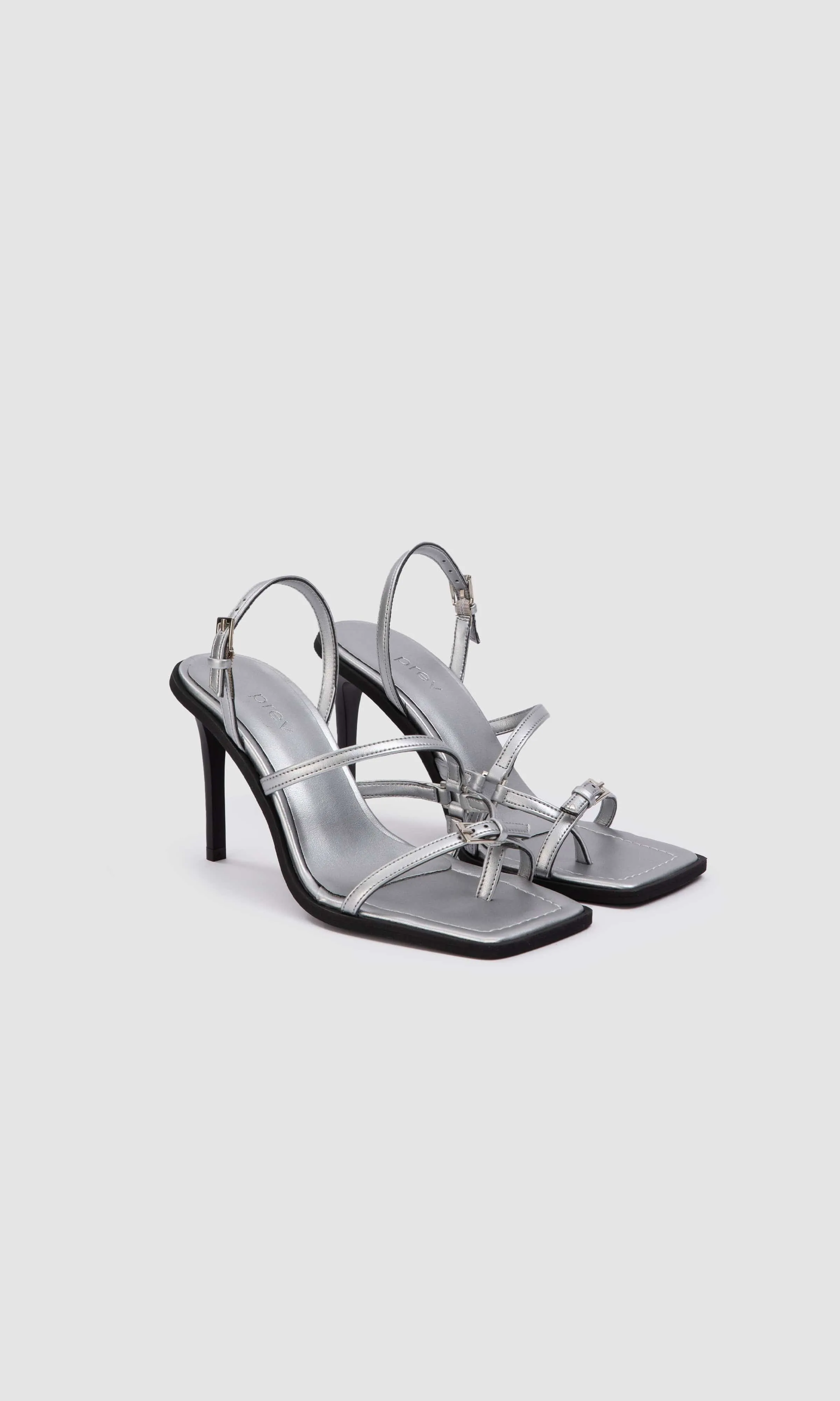 Vicki Vegan Apfel-Leder High-Heel Sandalen | Silber