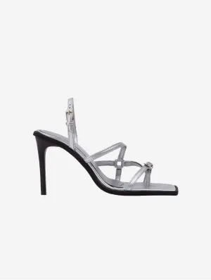 Vicki Vegan Apfel-Leder High-Heel Sandalen | Silber