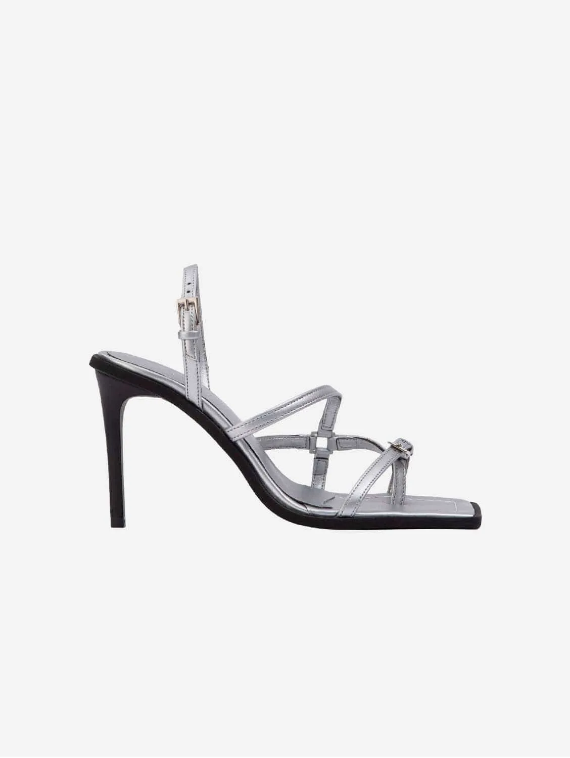 Vicki Vegan Apfel-Leder High-Heel Sandalen | Silber