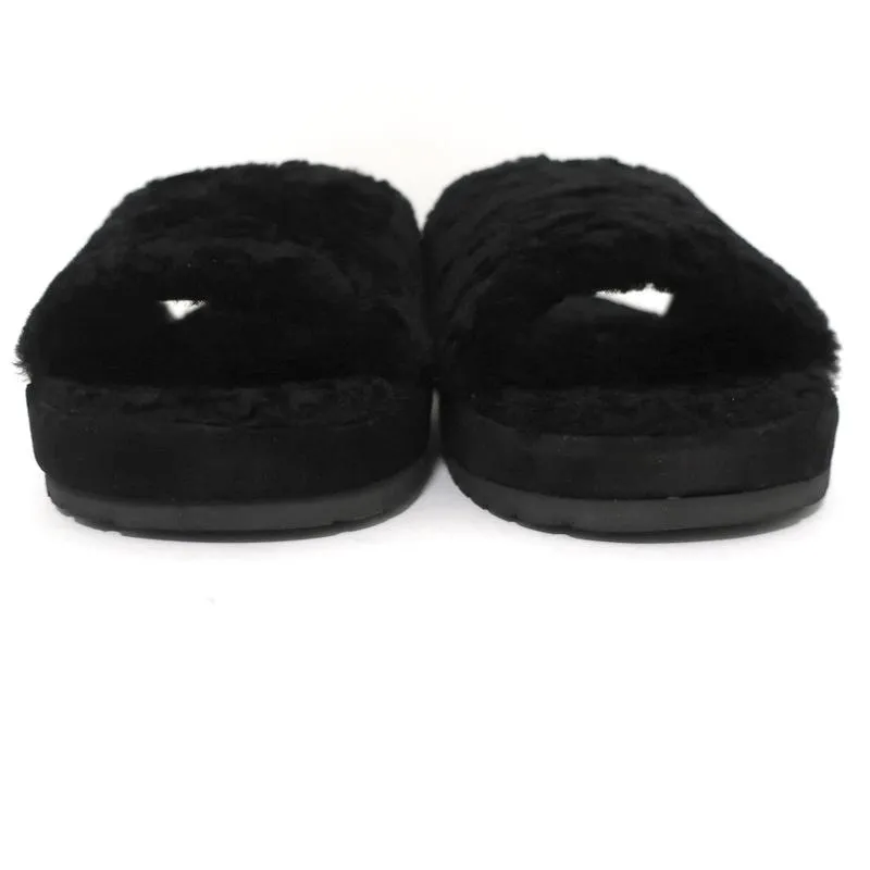 Vince Kalina Shearling Pantoffel Sandalen Schwarz Größe 9.5 NEU