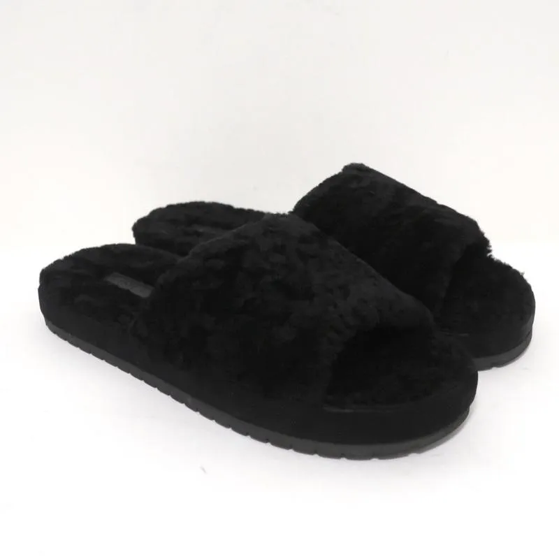 Vince Kalina Shearling Pantoffel Sandalen Schwarz Größe 9.5 NEU