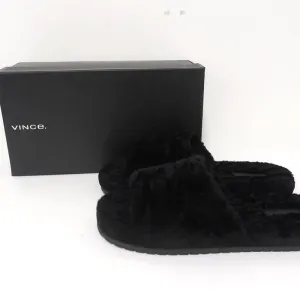 Vince Kalina Shearling Pantoffel Sandalen Schwarz Größe 9.5 NEU