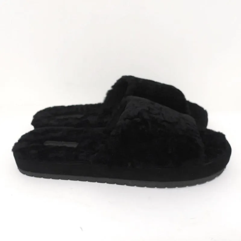 Vince Kalina Shearling Pantoffel Sandalen Schwarz Größe 9.5 NEU
