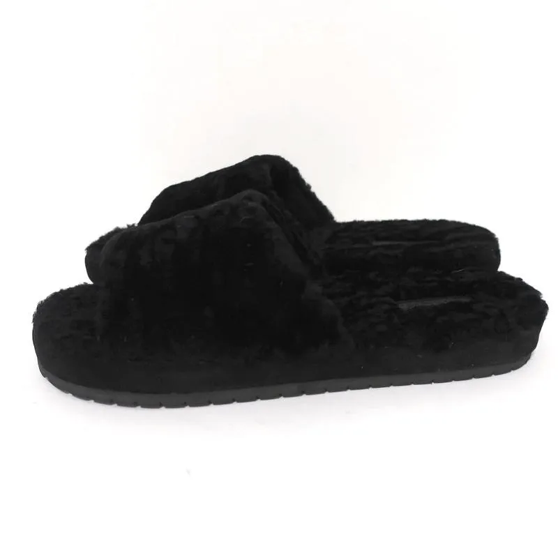 Vince Kalina Shearling Pantoffel Sandalen Schwarz Größe 9.5 NEU