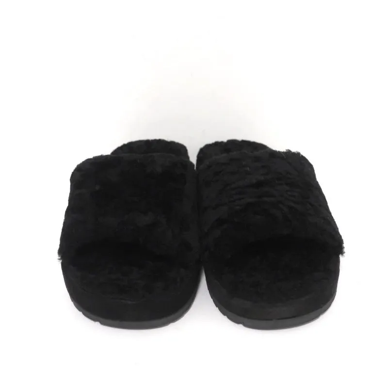 Vince Kalina Shearling Pantoffel Sandalen Schwarz Größe 9.5 NEU