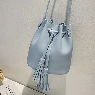 Vintage Quasten Umhängetasche Eimerform Luxus Damenhandtasche Damen Schulterhandtasche Kordelzug Umhängetasche Messenger Tasche Mode Nova Taschen