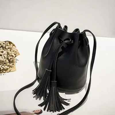 Vintage Quasten Umhängetasche Eimerform Luxus Damenhandtasche Damen Schulterhandtasche Kordelzug Umhängetasche Messenger Tasche Mode Nova Taschen