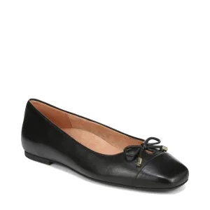 Vionic Damen Klara Bow Leder Flachschuh in Schwarz