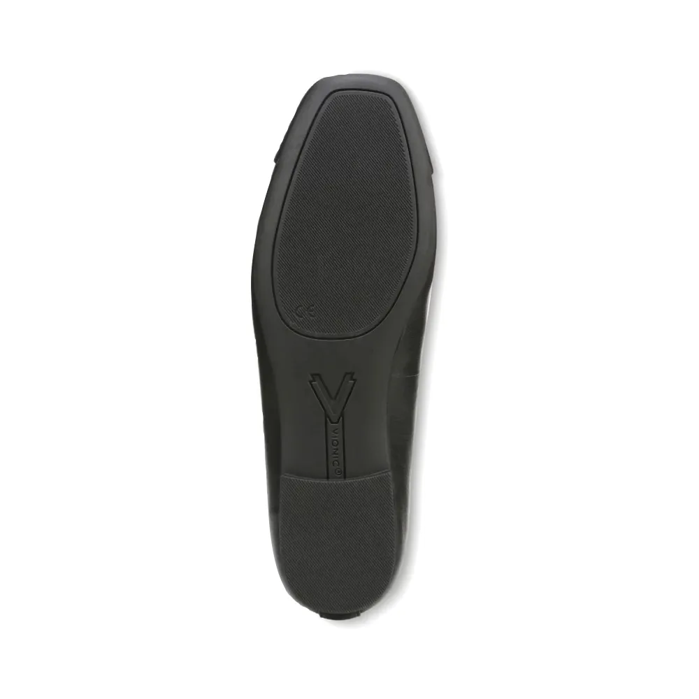 Vionic Damen Klara Bow Leder Flachschuh in Schwarz