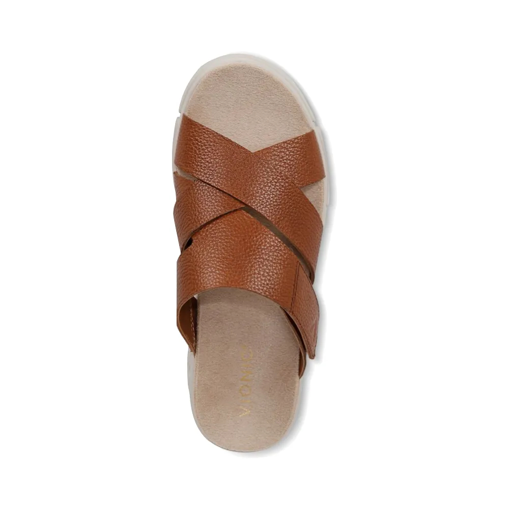 Vionic Damen Uptown Sunset Keilabsatz-Sandale aus Leder in Hellbraun