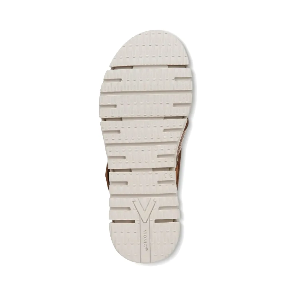 Vionic Damen Uptown Sunset Keilabsatz-Sandale aus Leder in Hellbraun