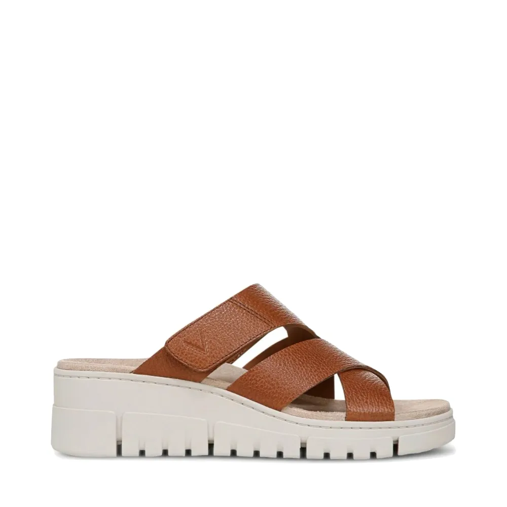 Vionic Damen Uptown Sunset Keilabsatz-Sandale aus Leder in Hellbraun
