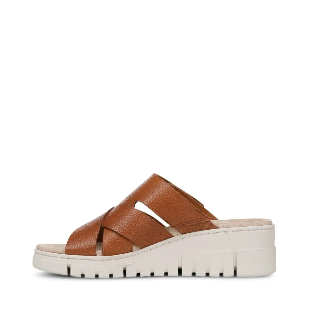 Vionic Damen Uptown Sunset Keilabsatz-Sandale aus Leder in Hellbraun