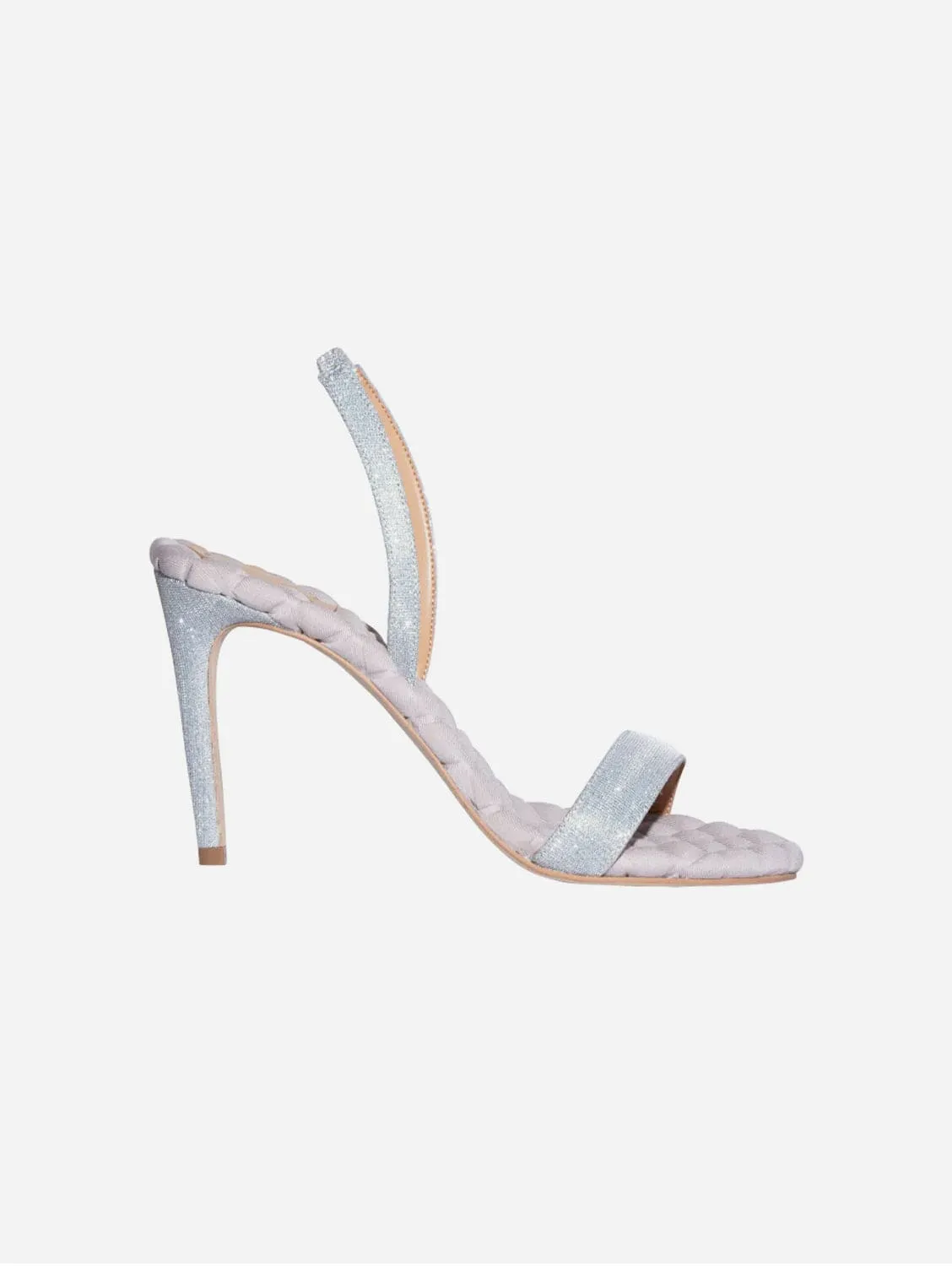 Vivien Cotton Vegane High Heel Sandalen | Silber Lurex