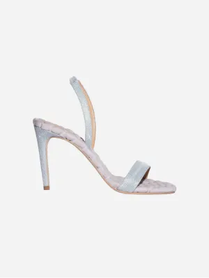 Vivien Cotton Vegane High Heel Sandalen | Silber Lurex