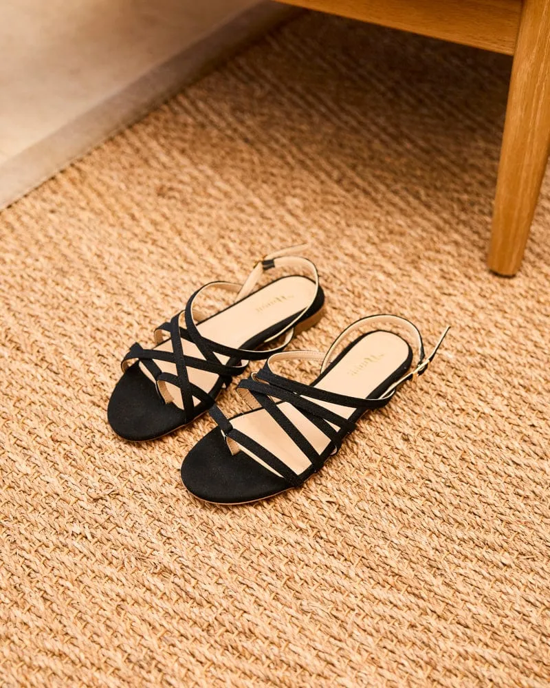 Vizzavona Vegane Riemchensandalen aus recyceltem Getreide | Schwarz