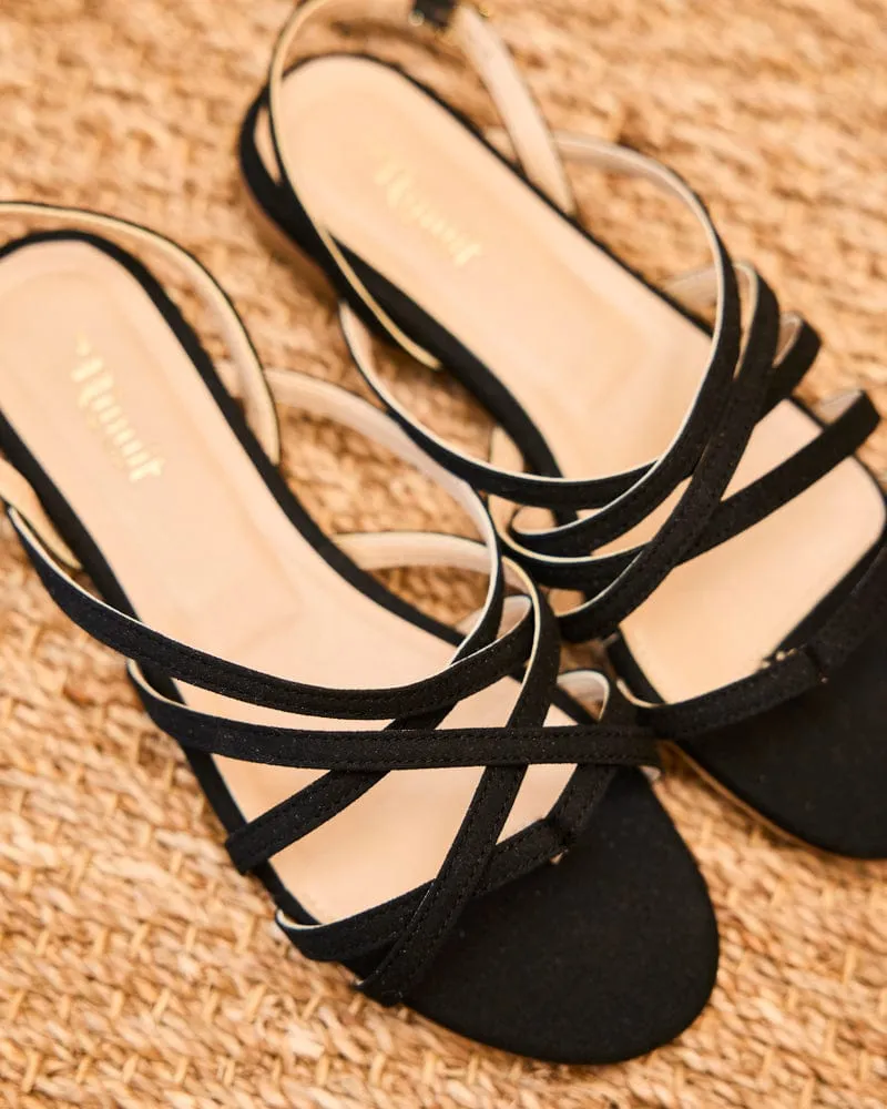 Vizzavona Vegane Riemchensandalen aus recyceltem Getreide | Schwarz