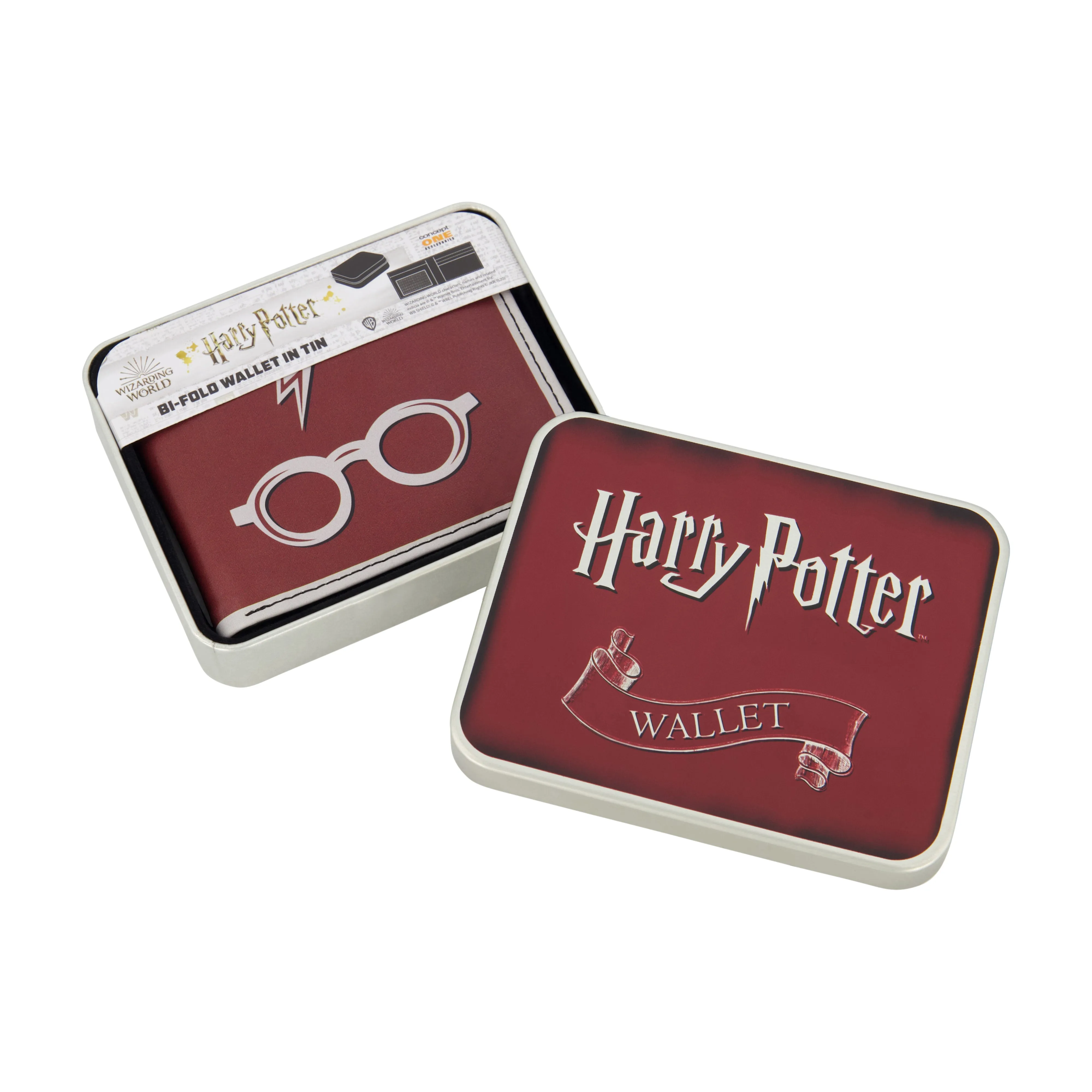 WB HARRY POTTER Blitz und Brille in burgunderrotem Bifold-Portemonnaie, schlanke Geldbörse mit dekorativer Dose für Männer und Frauen ecco Schuhe