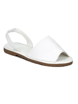 Weiße PU-Rücken-Sling-Sandalen mit offener Spitze und Schlupfverschluss