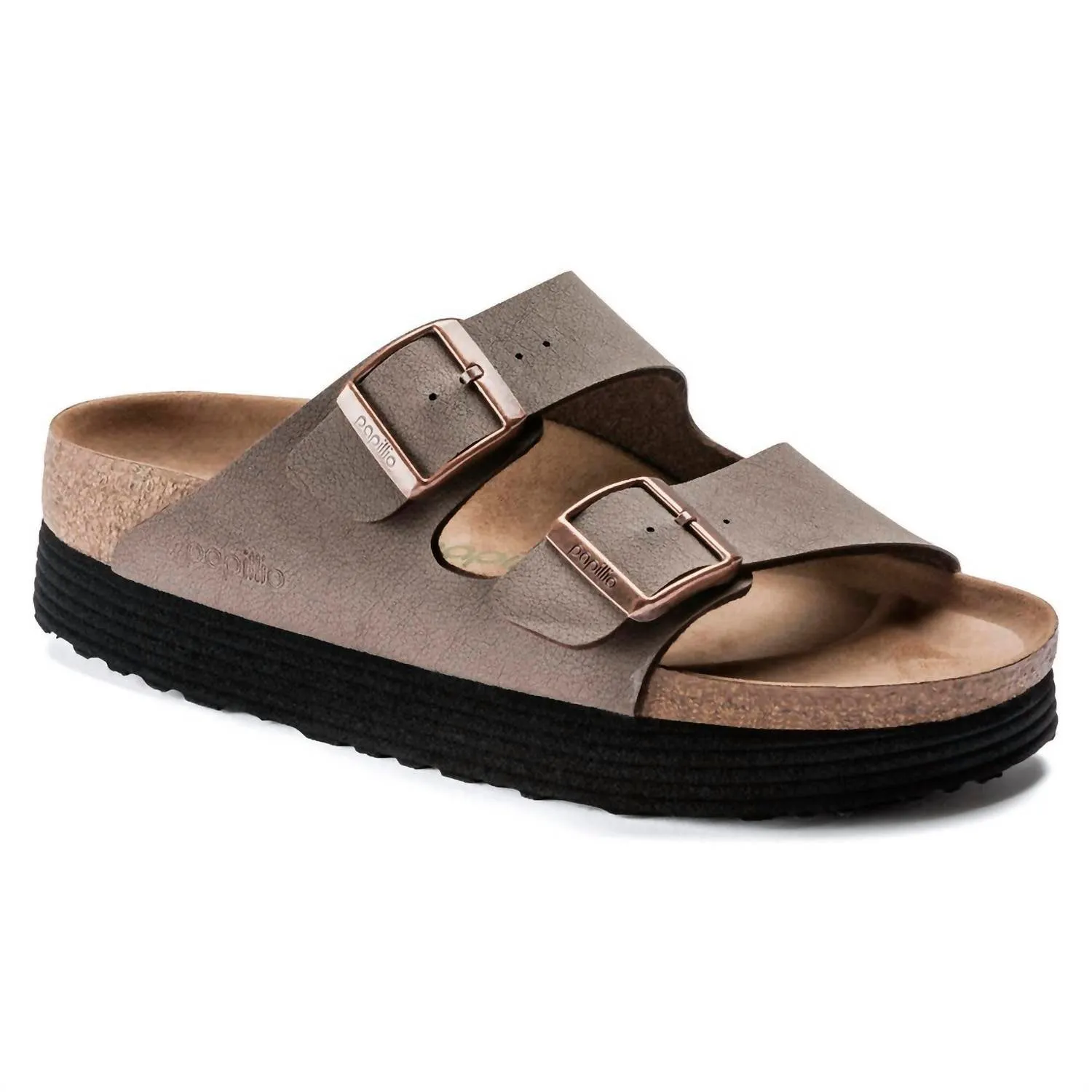 Damen Arizona Platform Vegan Birkibuc Sandale in Mokka