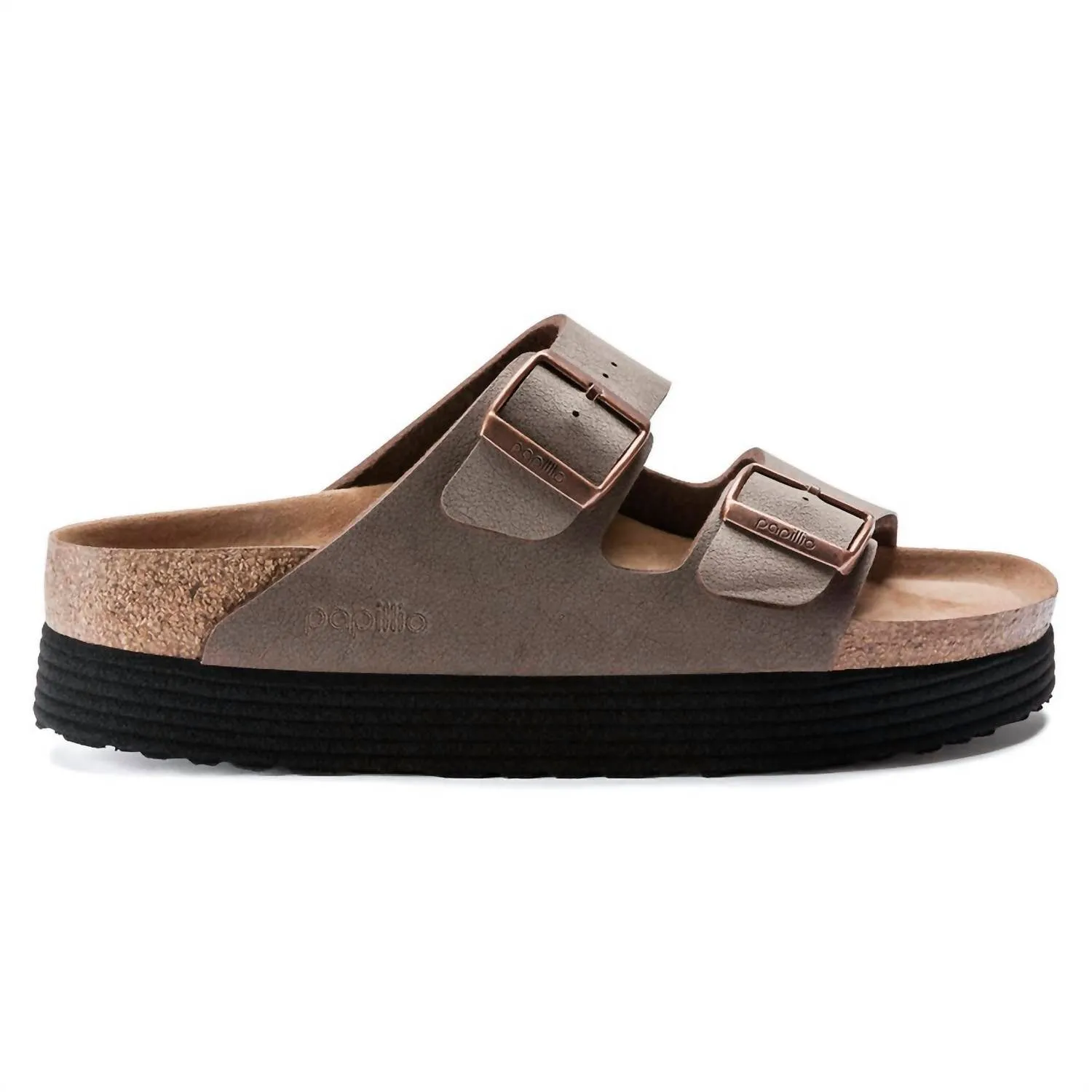 Damen Arizona Platform Vegan Birkibuc Sandale in Mokka