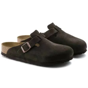 Damen Boston Wildleder Soft Footbed Pantoffeln - Mittel/eng in Mokka