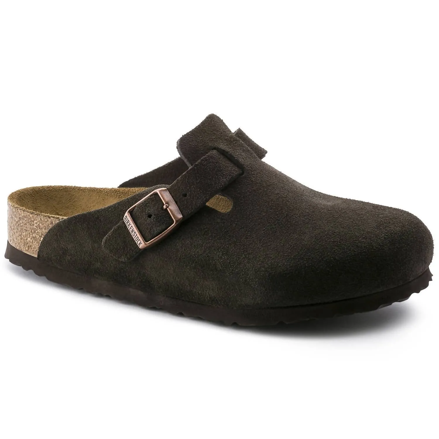 Damen Boston Wildleder Soft Footbed Pantoffeln - Mittel/eng in Mokka