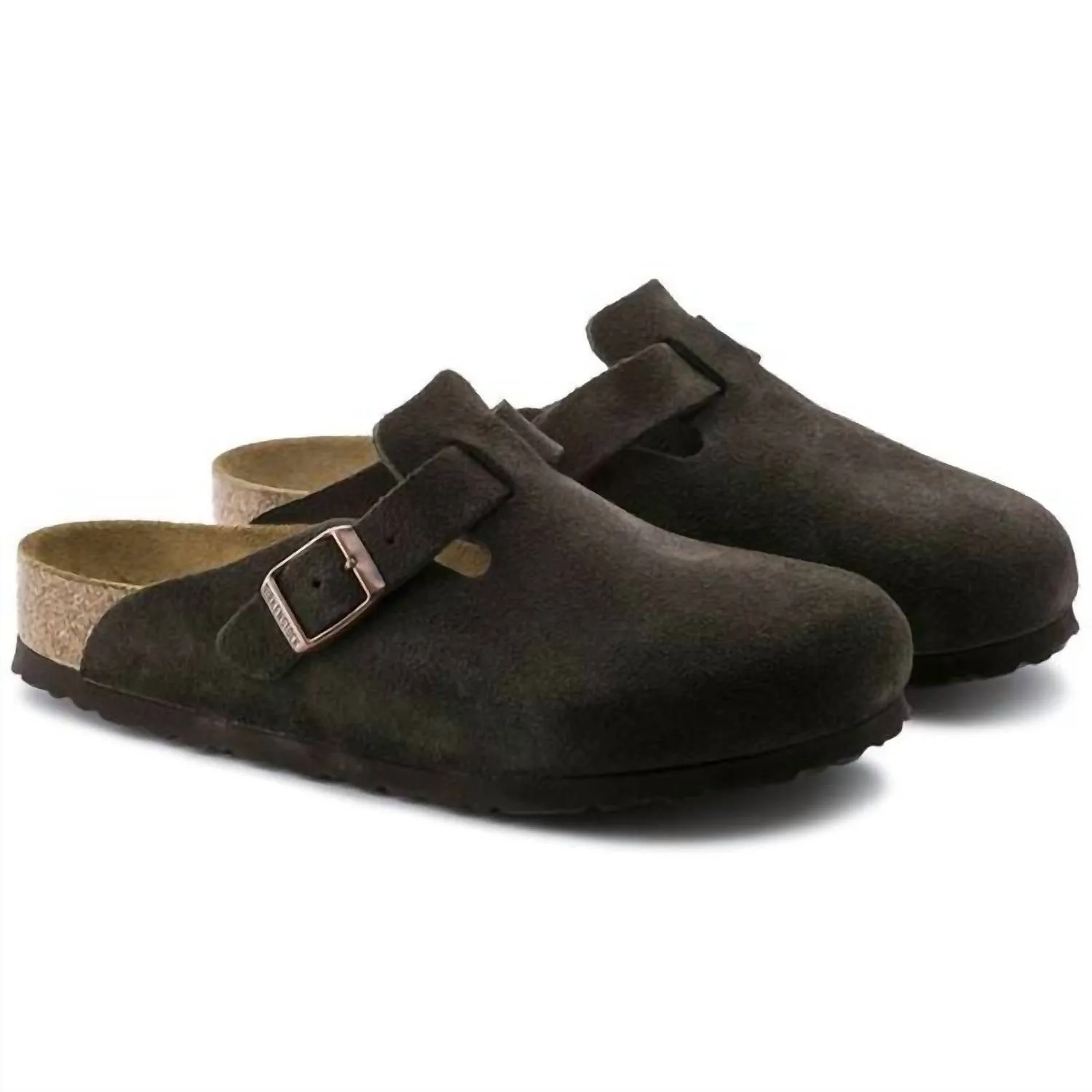 Frauen Boston Wildleder Soft Footbed Pantoffeln - Regular/wide in Mokka