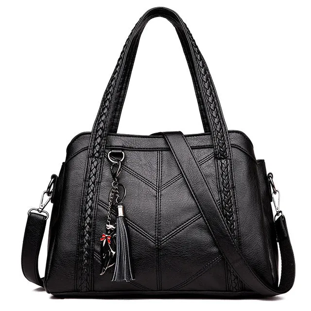 Damen Handtasche Echtleder Tragetasche Quaste Luxus Damen Umhängetasche Damen Leder Handtaschen Damen Modetaschen 2018 Fashion Nova Taschen