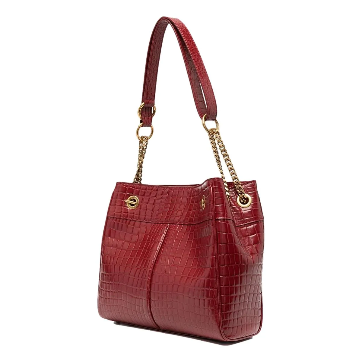 Ysl Tasche Saint Laurent Claude Rotes Leder Cocco Geprägte Schultertasche 640281