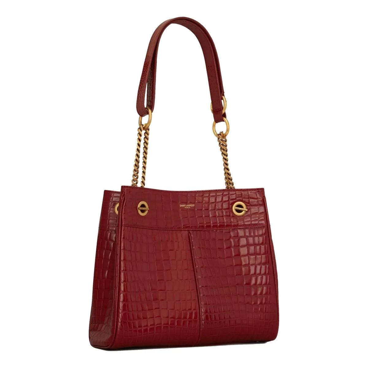 Ysl Tasche Saint Laurent Claude Rotes Leder Cocco Geprägte Schultertasche 640281