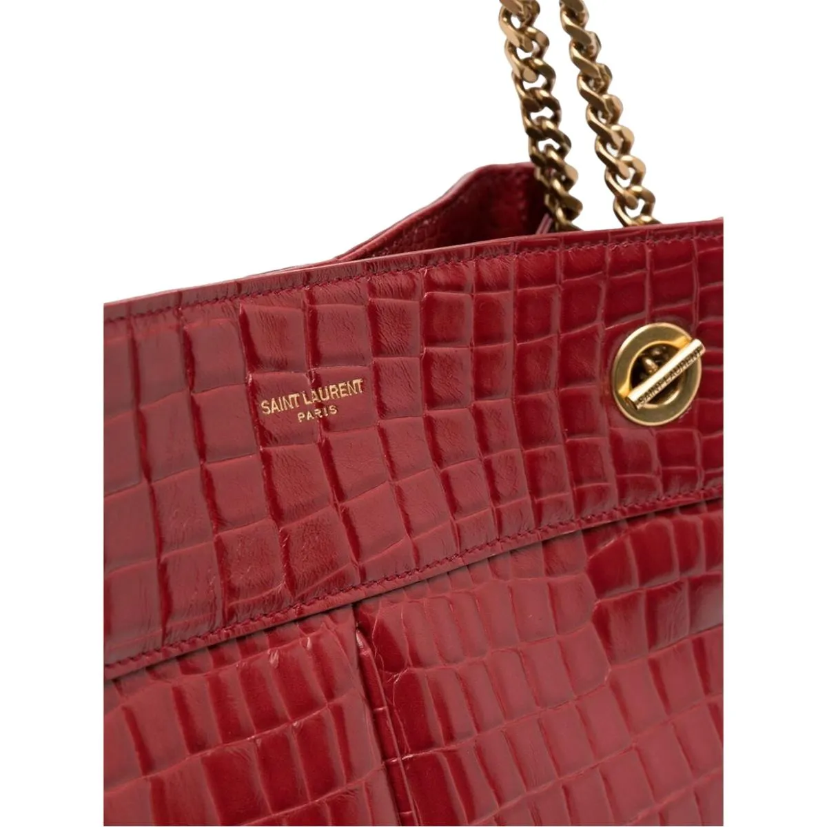 Ysl Tasche Saint Laurent Claude Rotes Leder Cocco Geprägte Schultertasche 640281