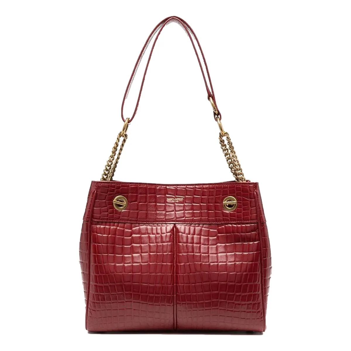Ysl Tasche Saint Laurent Claude Rotes Leder Cocco Geprägte Schultertasche 640281
