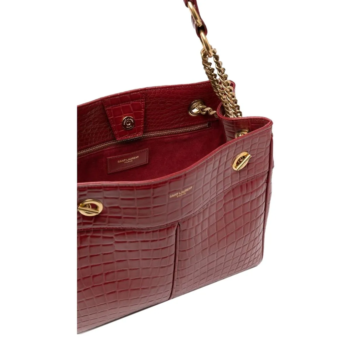 Ysl Tasche Saint Laurent Claude Rotes Leder Cocco Geprägte Schultertasche 640281