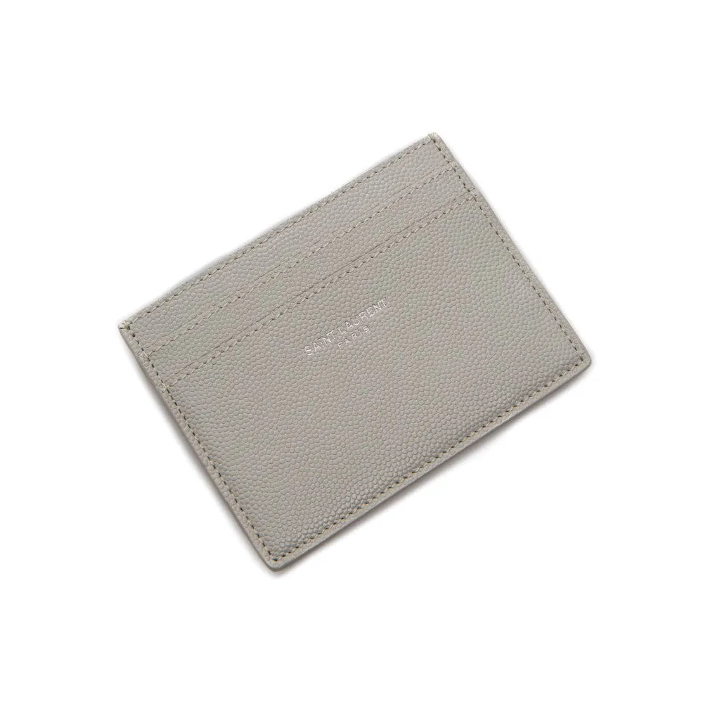 Ysl Tasche Saint Laurent Grau Grain de Poudre Leder Kreditkartenetui 375946