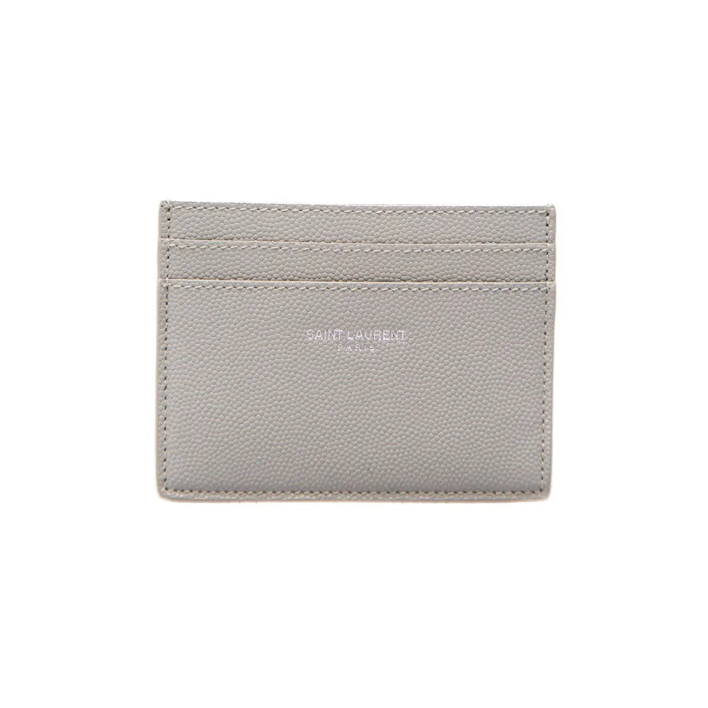 Ysl Tasche Saint Laurent Grau Grain de Poudre Leder Kreditkartenetui 375946