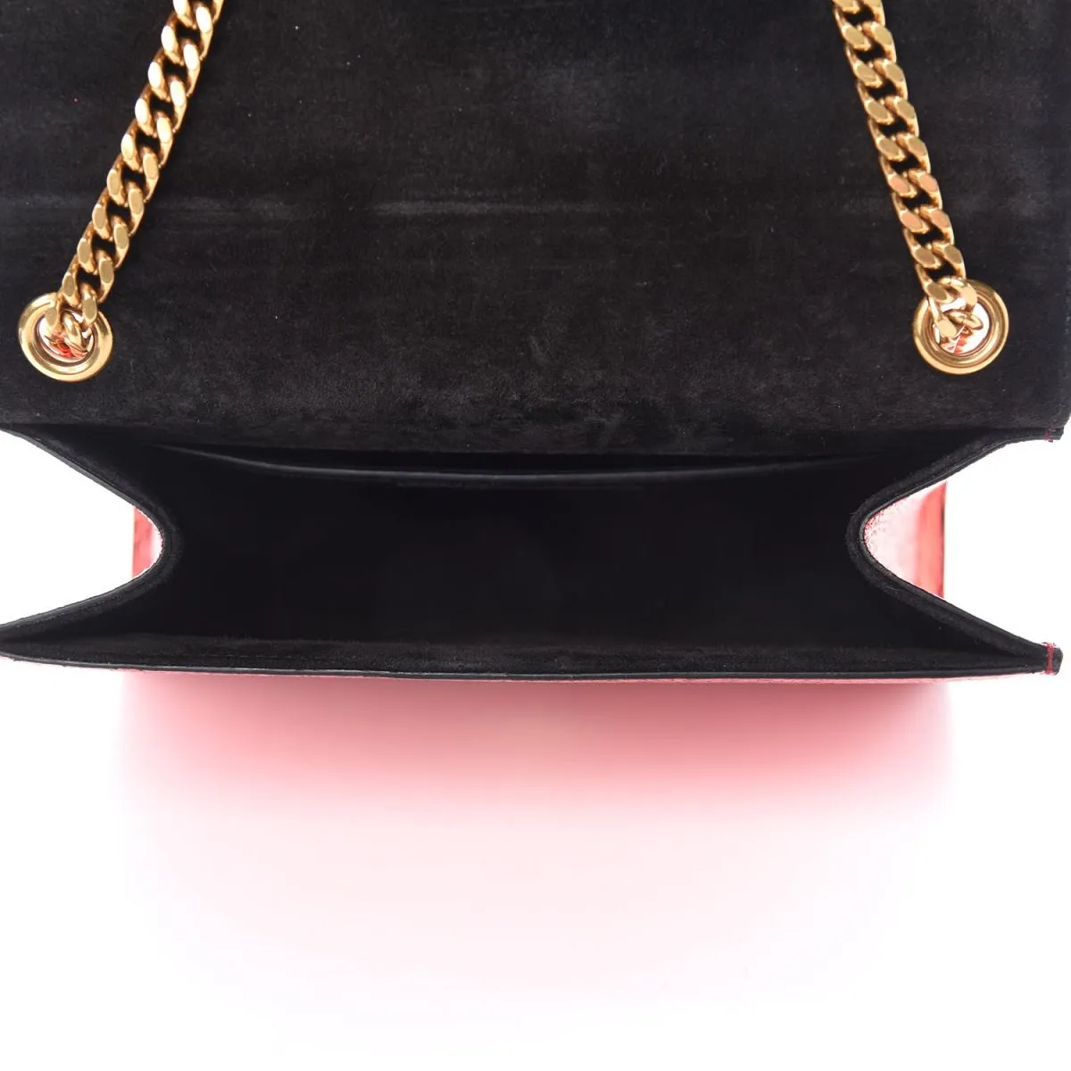Ysl Tasche Saint Laurent Kate Monogramm Rote Metallik-Leder Umhängetasche 469390