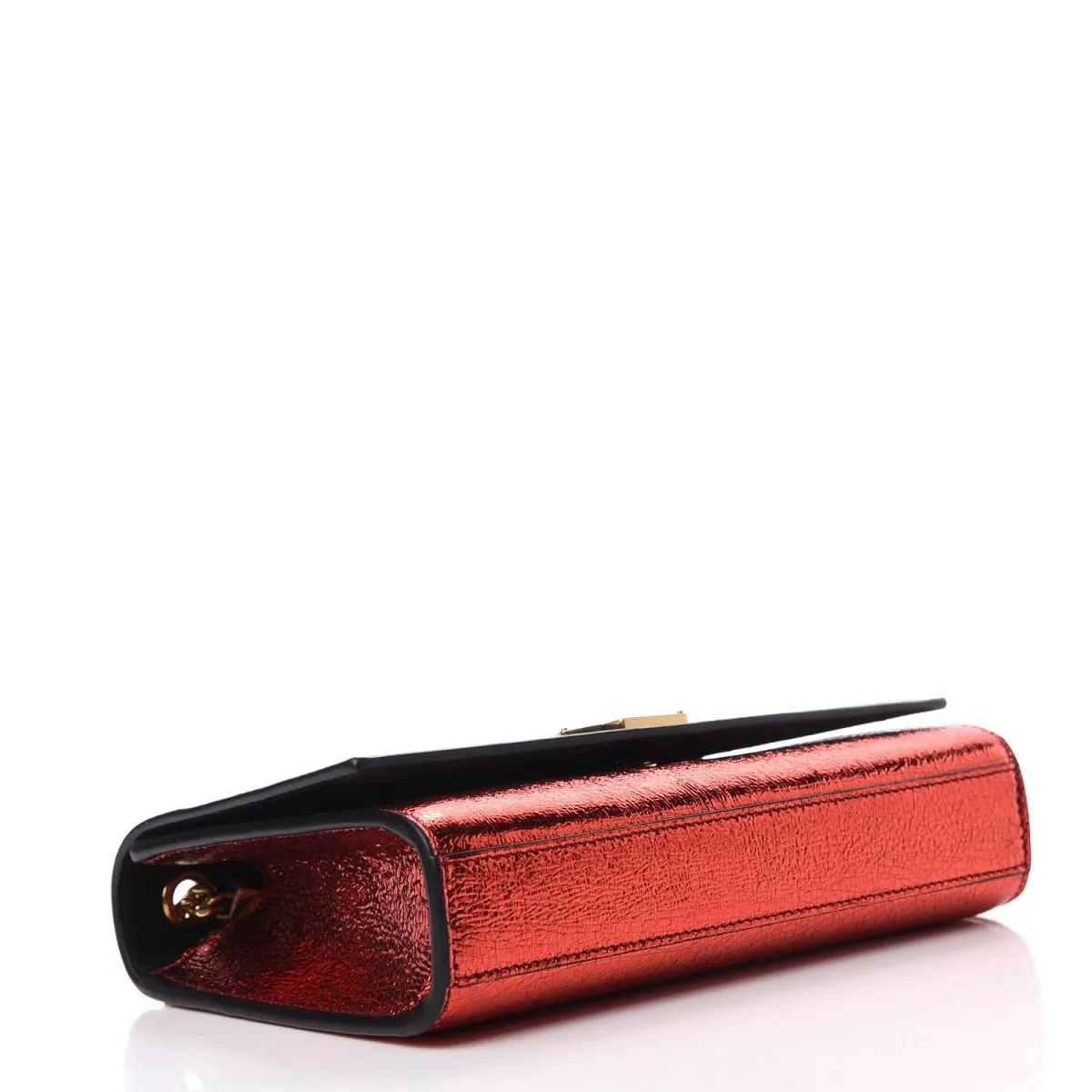Ysl Tasche Saint Laurent Kate Monogramm Rote Metallik-Leder Umhängetasche 469390