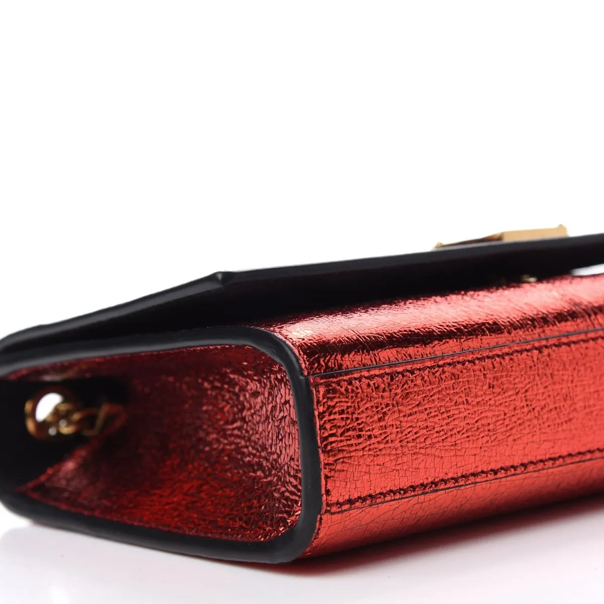 Ysl Tasche Saint Laurent Kate Monogramm Rote Metallik-Leder Umhängetasche 469390