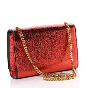 Ysl Tasche Saint Laurent Kate Monogramm Rote Metallik-Leder Umhängetasche 469390